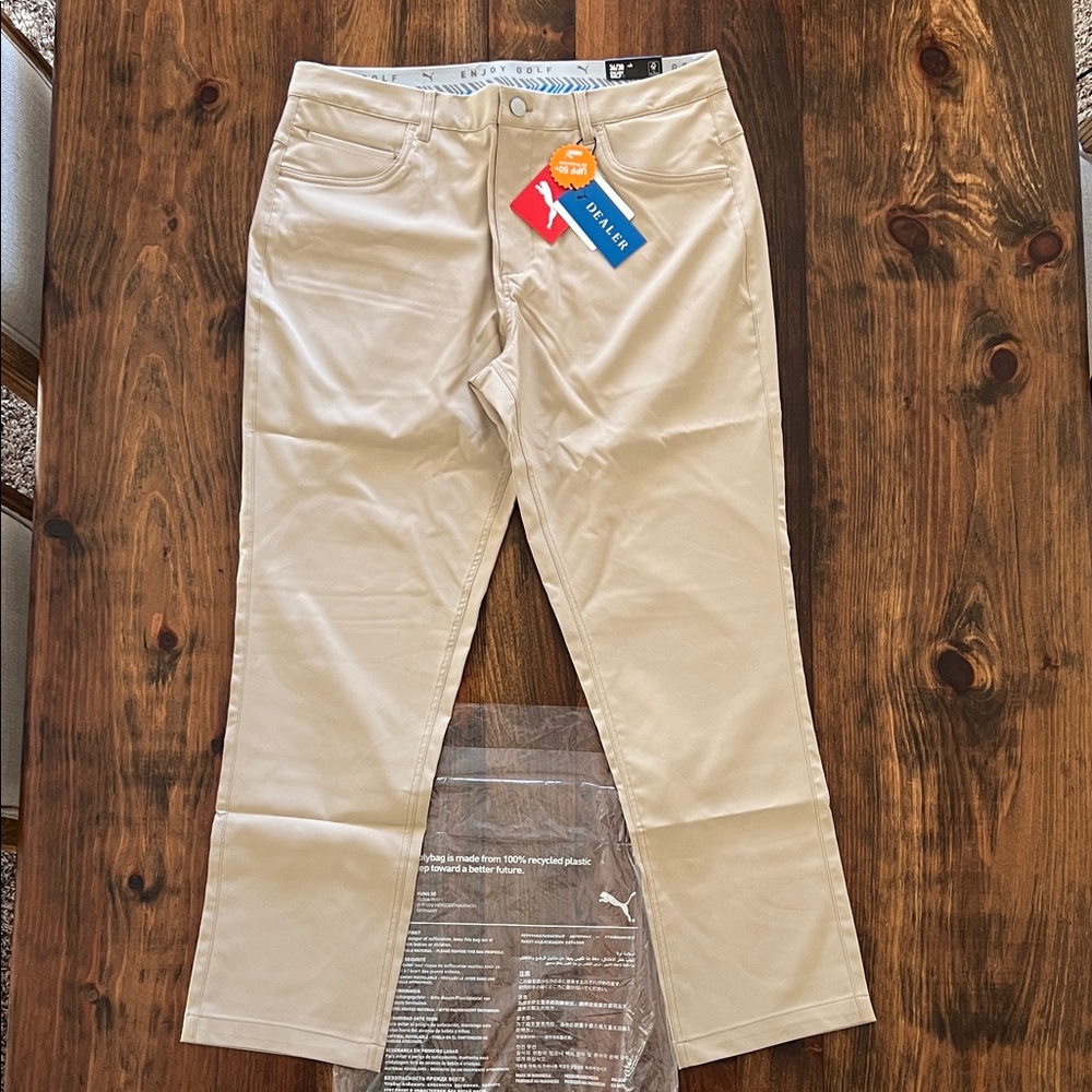 Puma Golf Dealer 5 Pocket Khaki Chinos Pants NWT 36x30